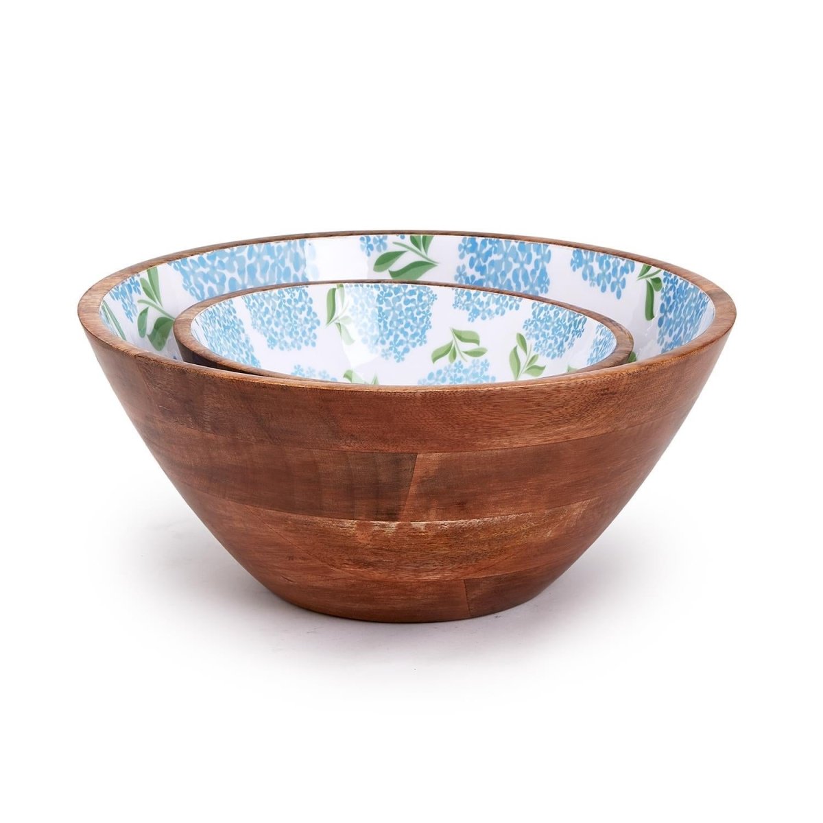 Two's Company Hand - Crafted Blue Hydrangea Wood Bowl - 2 Sizes | CeCe's Home & Gifts