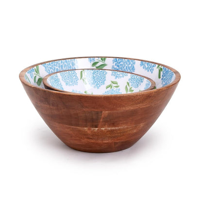 Two's Company Hand - Crafted Blue Hydrangea Wood Bowl - 2 Sizes | CeCe's Home & Gifts