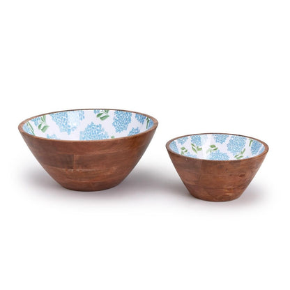 Two's Company Hand - Crafted Blue Hydrangea Wood Bowl - 2 Sizes | CeCe's Home & Gifts