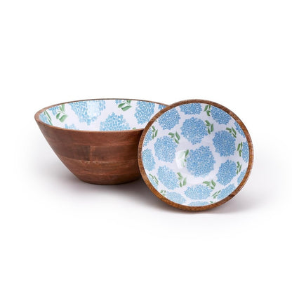 Two's Company Hand - Crafted Blue Hydrangea Wood Bowl - 2 Sizes | CeCe's Home & Gifts