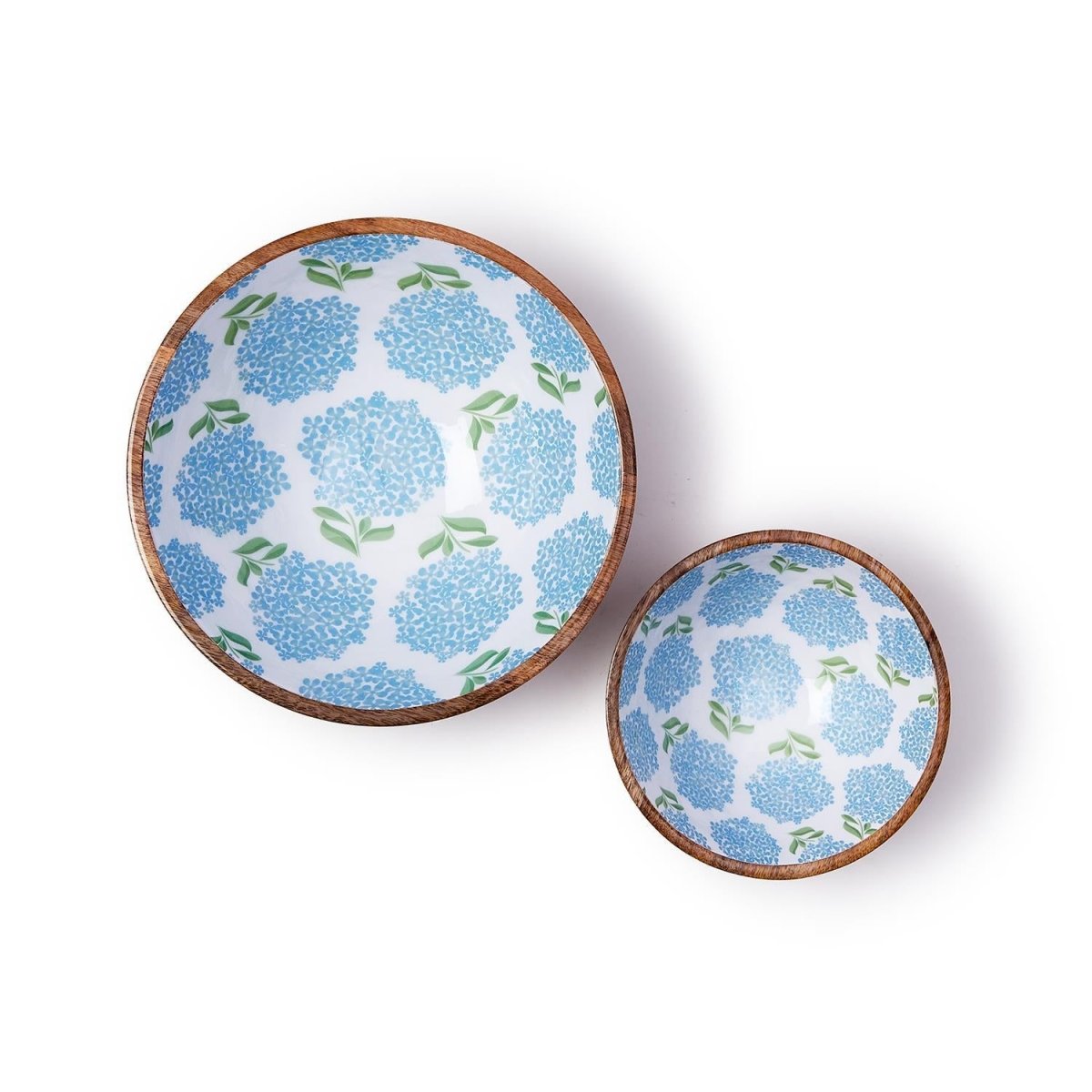 Two's Company Hand - Crafted Blue Hydrangea Wood Bowl - 2 Sizes | CeCe's Home & Gifts