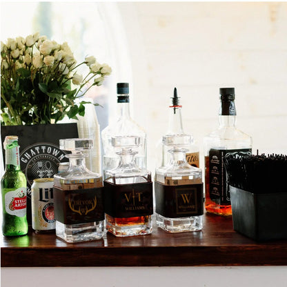 Lindy Leather Handcrafted Leather Decanter | CeCe's Home & Gifts