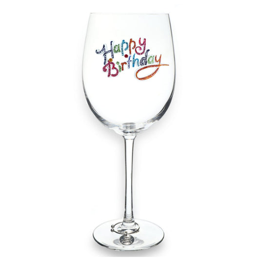The Queens' Jewels "Happy Birthday" Jeweled Stemmed Glassware | CeCe's Home & Gifts