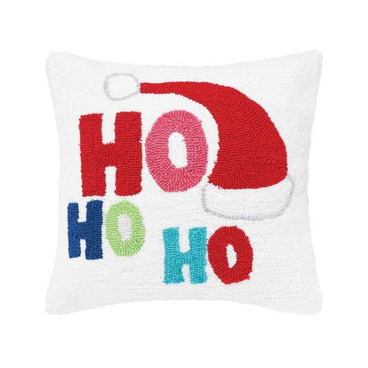 "HoHoHo" Christmas Hooked Throw Pillow - CeCe's Home & Gifts