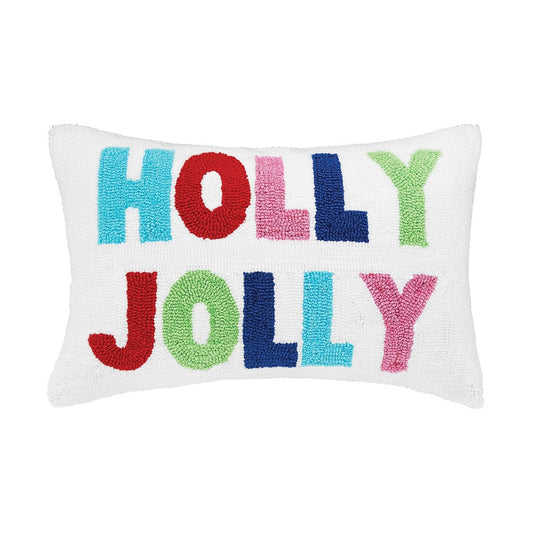 "Holly Jolly" Hooked Throw Pillow - CeCe's Home & Gifts