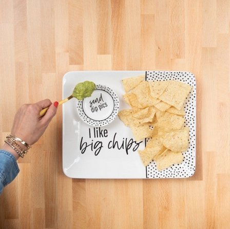 "I Like Big Chips" Ceramic Platter & Dip Bowl Set - CeCe's Home & Gifts