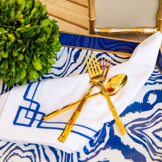 Interlocking Key Blue Dinner Napkins | Set of 4 - CeCe's Home & Gifts