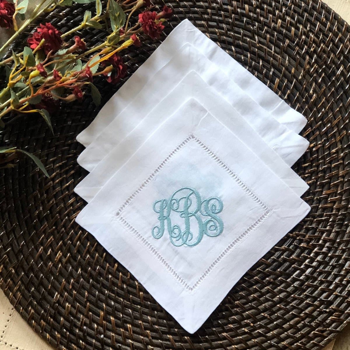 CeCe's Home & Gifts Interlocking Monogram Linen Cocktail Napkin | CeCe's Home & Gifts