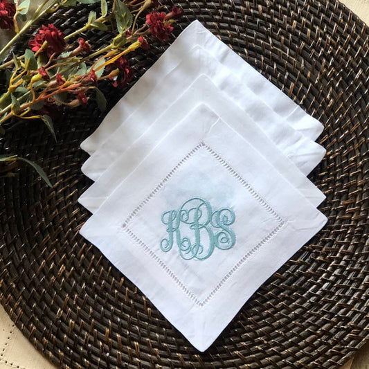 Interlocking Monogram Linen Cocktail Napkin - CeCe's Home & Gifts