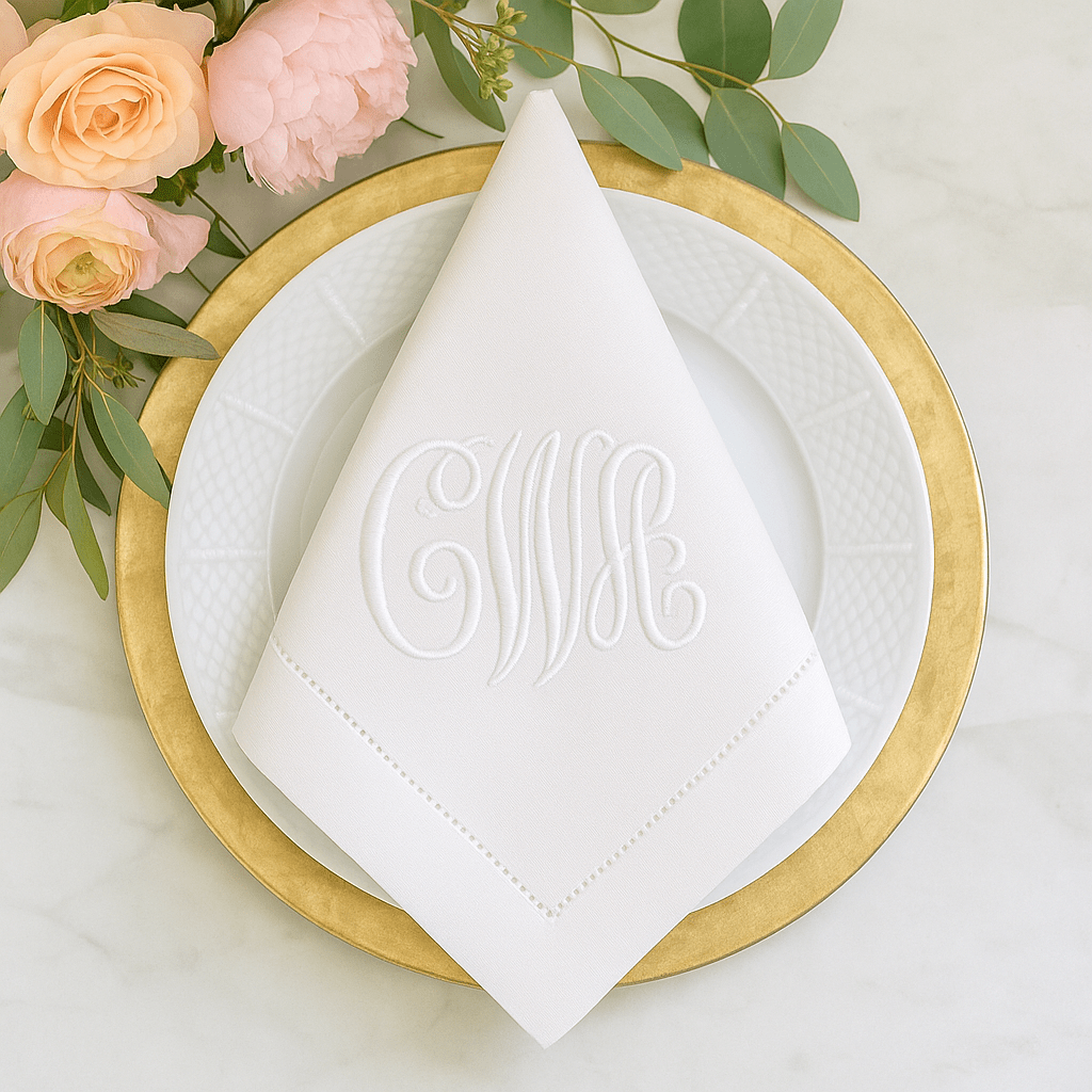 CeCe's Home & Gifts Interlocking Monogrammed Linen Dinner Napkin | CeCe's Home & Gifts