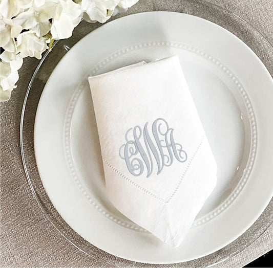 Interlocking Monogrammed Linen Dinner Napkin - CeCe's Home & Gifts
