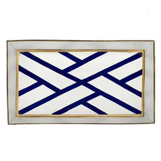 Jaye's Studio Newport White & Navy Guest Towel Tray - CeCe's Home & Gifts