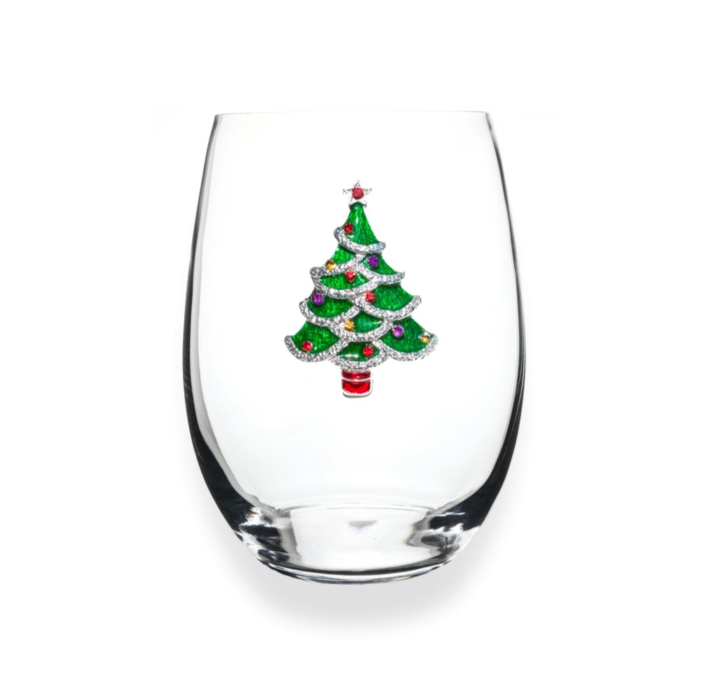 Jeweled Christmas Tree Stemless Glassware - CeCe's Home & Gifts