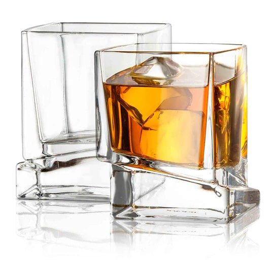 Joy Jolt Carre Square Base Whiskey Glass - Set of 2 - CeCe's Home & Gifts