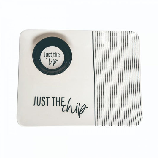 "Just the Chips" Ceramic Platter & Dip Bowl Set - CeCe's Home & Gifts