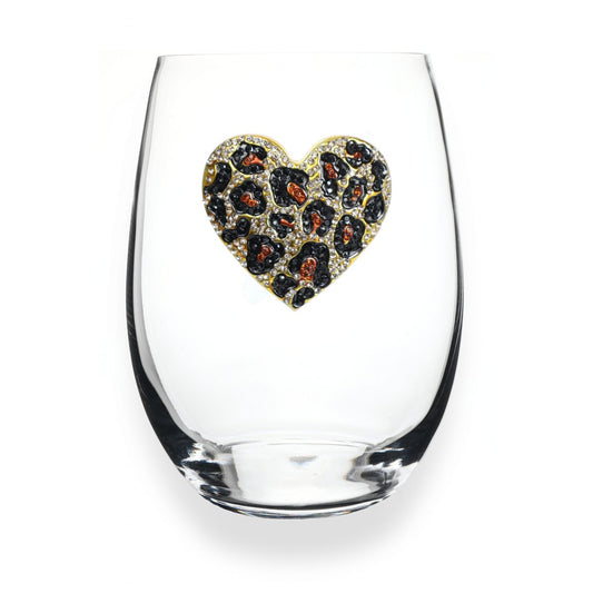 Leopard Heart Jeweled Stemless Glassware - CeCe's Home & Gifts