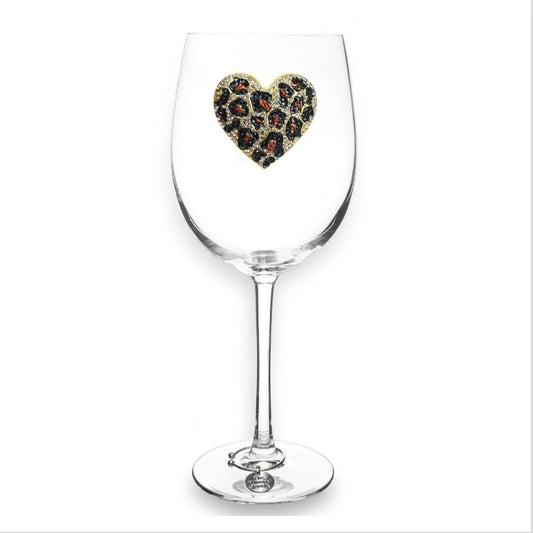 Leopard Heart Jeweled Stemmed Glassware - CeCe's Home & Gifts
