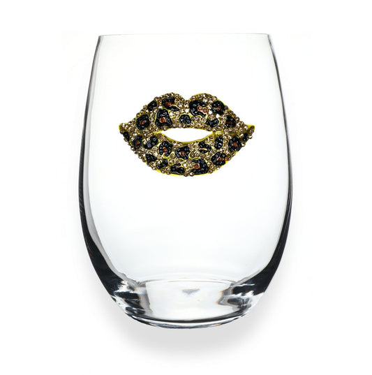 Leopard Lips Jeweled Stemless Glassware - CeCe's Home & Gifts
