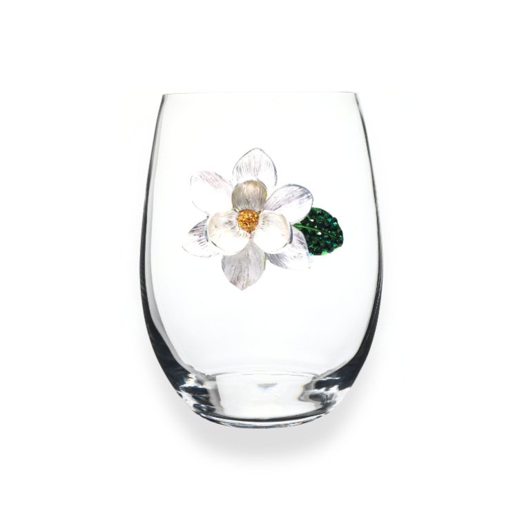 The Queens' Jewels Magnolia Jeweled Stemless Glassware | CeCe's Home & Gifts