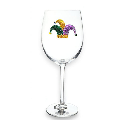 The Queens' Jewels Mardi Gras Jester Hat Jeweled Stemmed Glassware | CeCe's Home & Gifts