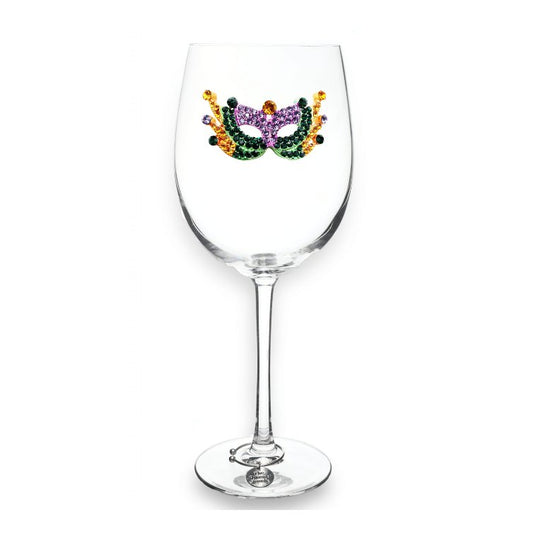 Mardi Gras Mask Jeweled Stemmed Glassware - CeCe's Home & Gifts