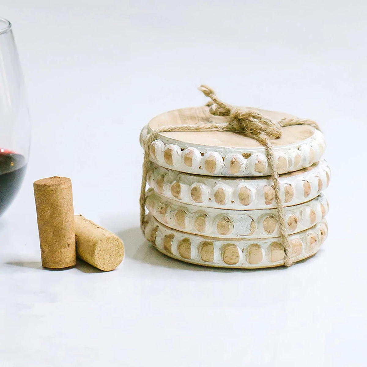 Mary Square Mary Square Beaded Wood Coasters - Set of 4 | CeCe's Home & Gifts