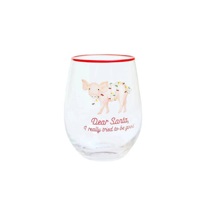 Mary Square Mary Square "Dear Santa" Christmas Wine Glasses | CeCe's Home & Gifts