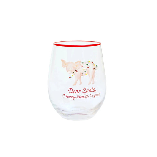 Mary Square "Dear Santa" Christmas Wine Glasses - CeCe's Home & Gifts