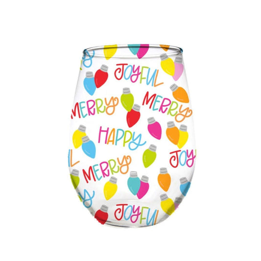 Mary Square "Merry Lights" Stemless Wine Glass (16oz.) - CeCe's Home & Gifts