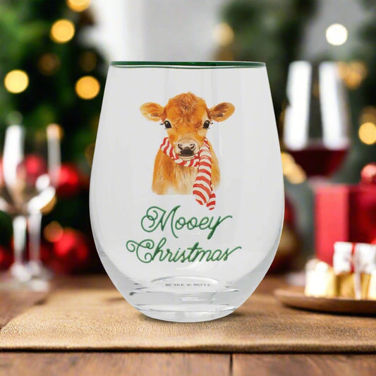 Mary Square "Mooey Christmas" Wine Glass - CeCe's Home & Gifts