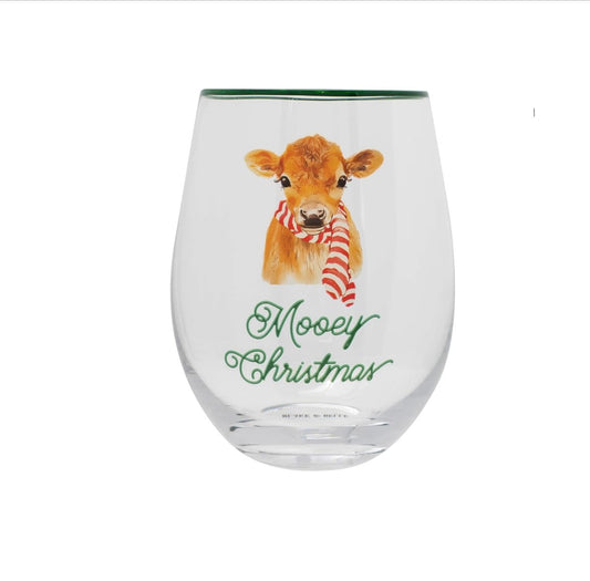 Mary Square "Mooey Christmas" Wine Glass - CeCe's Home & Gifts