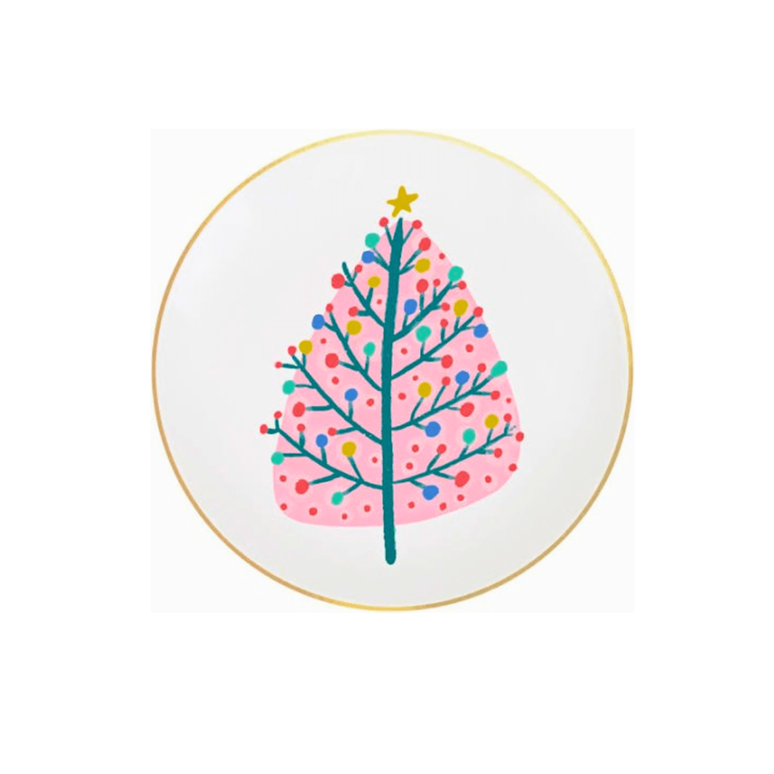 Mary Square Whimsical Christmas Pink Tree Appetizer Plate - CeCe's Home & Gifts