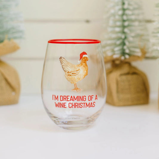 Mary Square "Wine Christmas" Wine Glass - CeCe's Home & Gifts