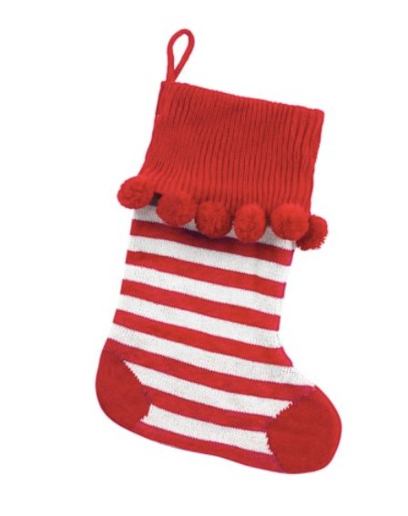 Viv & Lou Monggrammed Pom-Pom Knit Stocking | CeCe's Home & Gifts