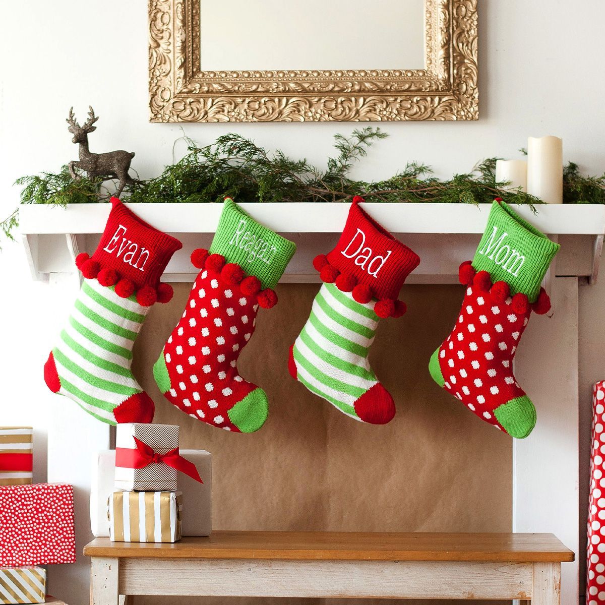 Viv & Lou Monggrammed Pom-Pom Knit Stocking | CeCe's Home & Gifts