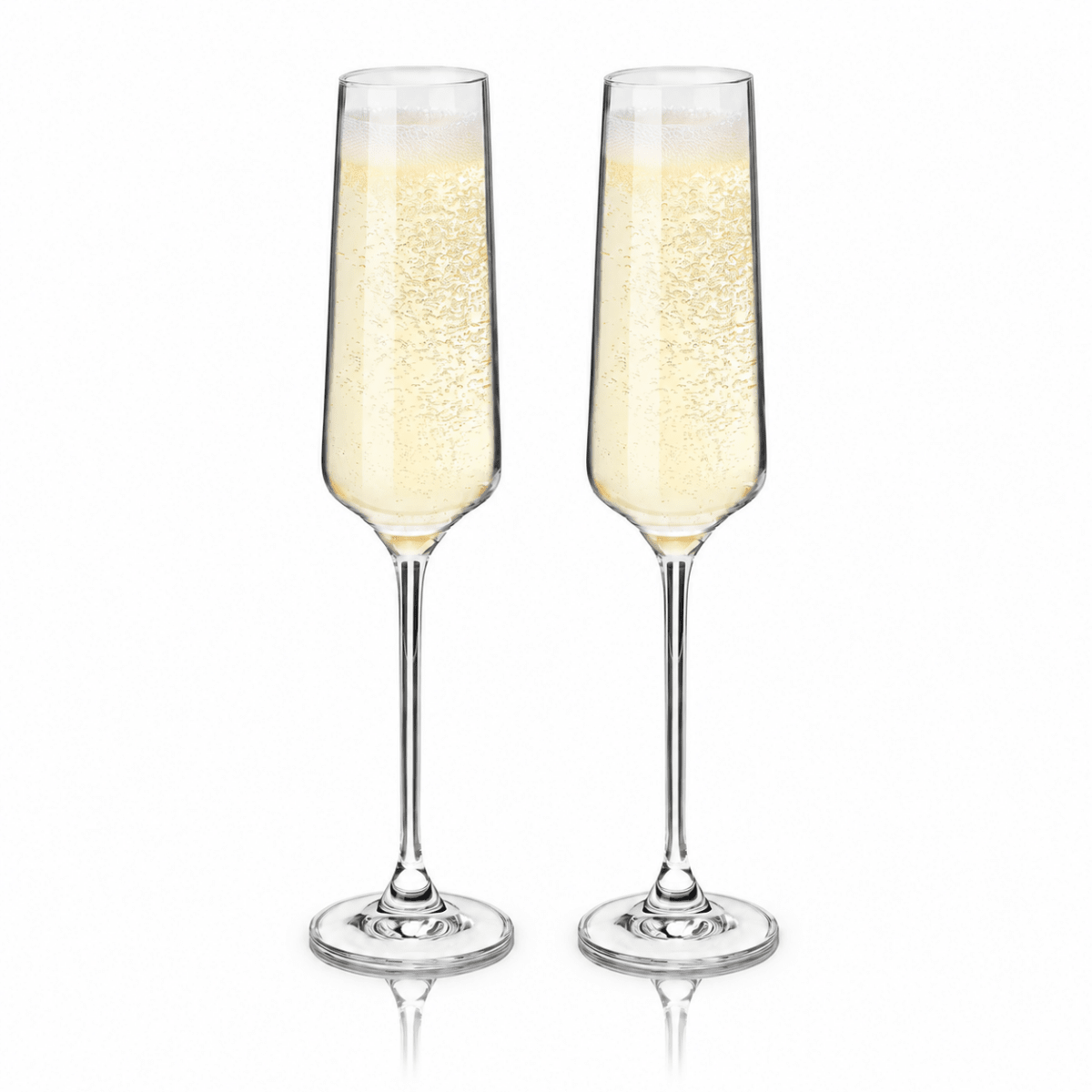 Viski Monogram Reserve Inez European Crystal Champagne Flutes | CeCe's Home & Gifts