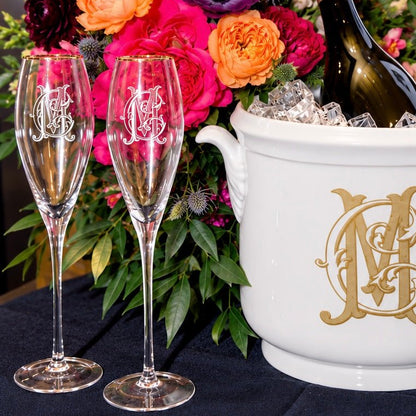 Viski Monogramed Elegant Gold Rim Crystal Stemware | CeCe's Home & Gifts