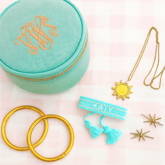 Oh Mint! Monogrammed 6" Jewelry/Cosmetic Bag | CeCe's Home & Gifts