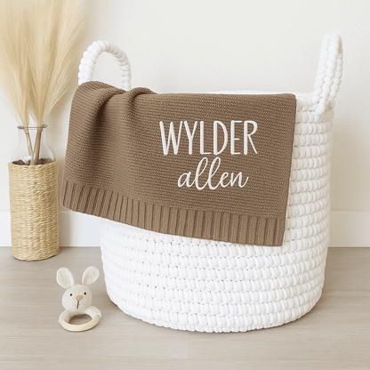 Southern Proper Monogrammed Brown Cotton Baby Blanket | CeCe's Home & Gifts