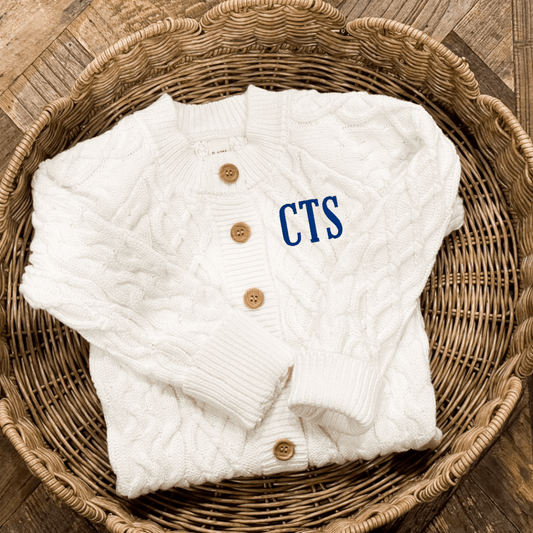Levi & Jane Monogrammed Cable Knit Romper (0-6M) | CeCe's Home & Gifts
