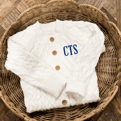 Levi & Jane Monogrammed Cable Knit Romper (0 - 6M) | CeCe's Home & Gifts