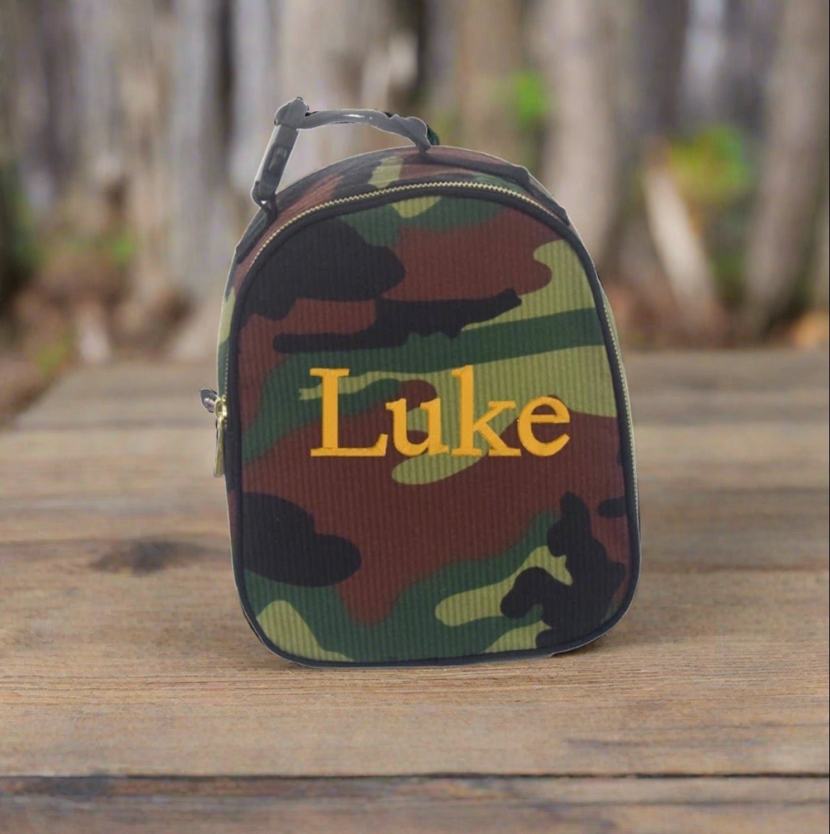Oh Mint! Monogrammed Camo Seersucker Gumdrop Lunchbox | CeCe's Home & Gifts