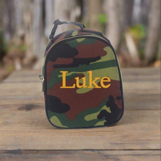 Oh Mint! Monogrammed Camo Seersucker Gumdrop Lunchbox | CeCe's Home & Gifts