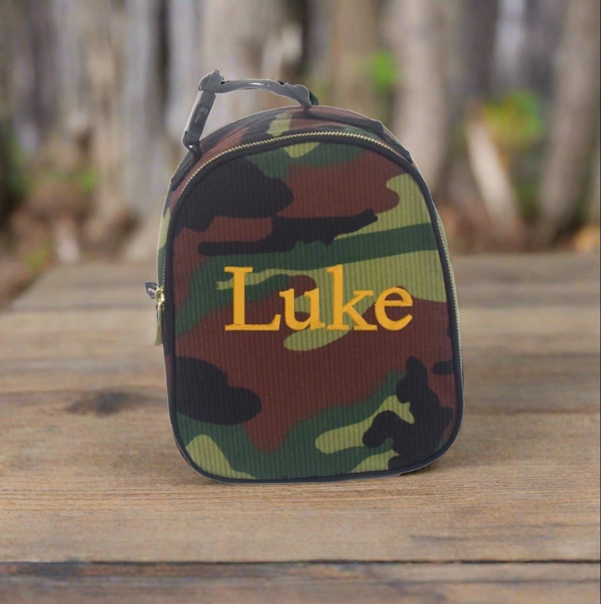 Oh Mint! Monogrammed Camo Seersucker Gumdrop Lunchbox | CeCe's Home & Gifts