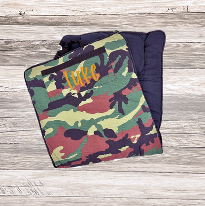 Oh Mint! Monogrammed Camo Seersucker Nap Roll | CeCe's Home & Gifts