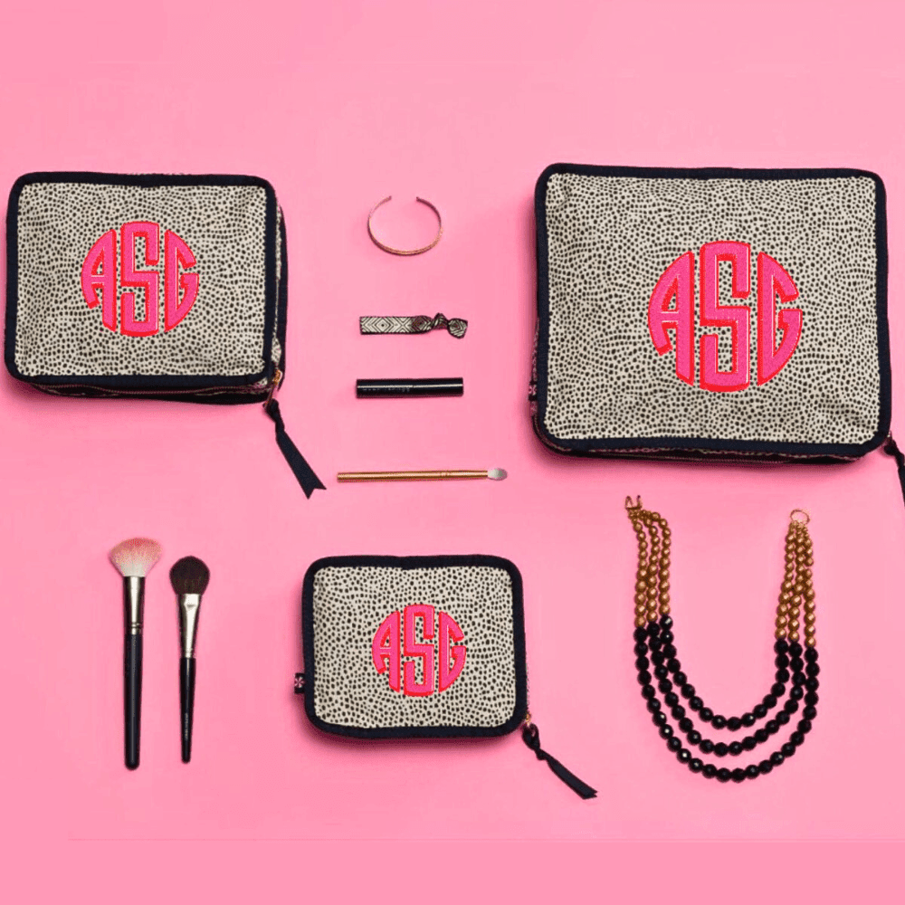 Oh Mint! Monogrammed Cheeta Seersucker Stacking Set | CeCe's Home & Gifts