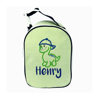 Oh Mint! Monogrammed Grasshopper Seersucker Gumdrop Lunchbox | CeCe's Home & Gifts