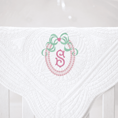 CeCe's Home & Gifts Monogrammed Heirloom Baby Quilt | Assorted Colors | CeCe's Home & Gifts