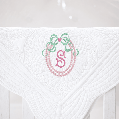 CeCe's Home & Gifts Monogrammed Heirloom Baby Quilt | Assorted Colors | CeCe's Home & Gifts