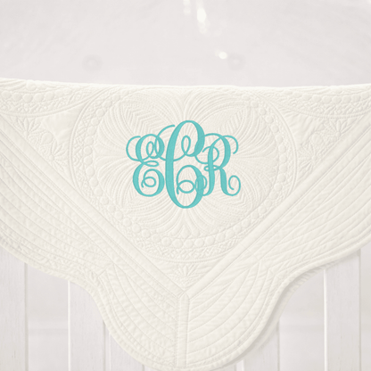 CeCe's Home & Gifts Monogrammed Heirloom Baby Quilt | Assorted Colors | CeCe's Home & Gifts